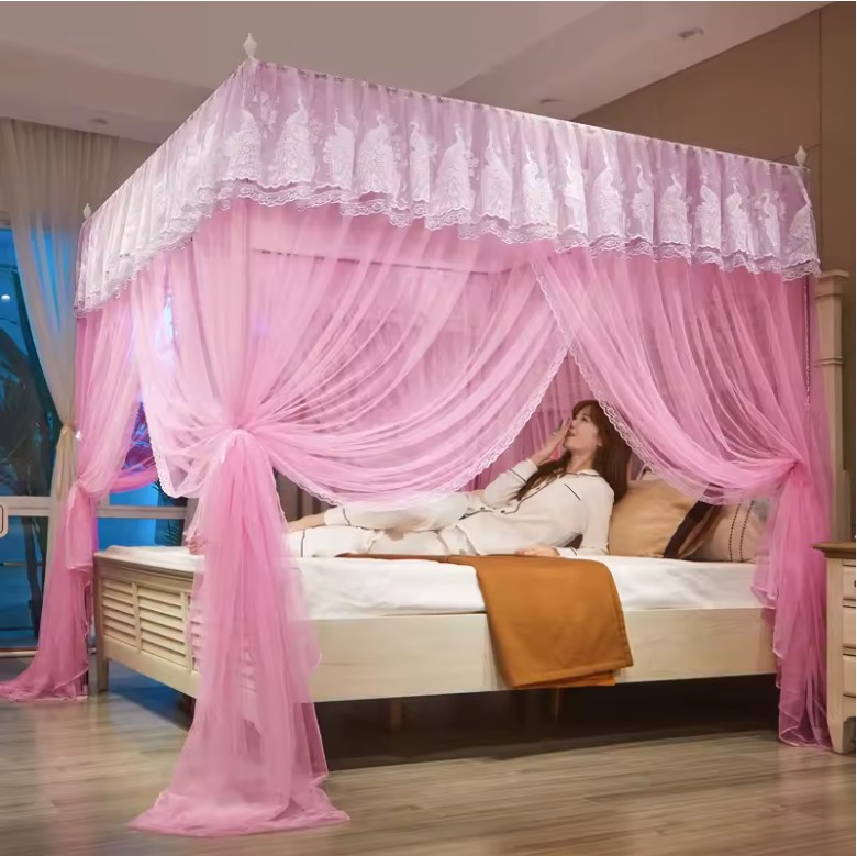 Luxury Lace Square Mosquito Net – Princess Canopy Bed Tent with Stainless Steel Frame for Double & Queen Beds - Image 7