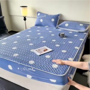 Natural Latex Summer Cooling Mat – Soft Breathable Mattress Cover with Pillowcase
