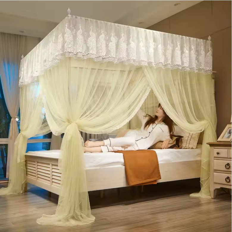 Luxury Lace Square Mosquito Net – Princess Canopy Bed Tent with Stainless Steel Frame for Double & Queen Beds - Image 5