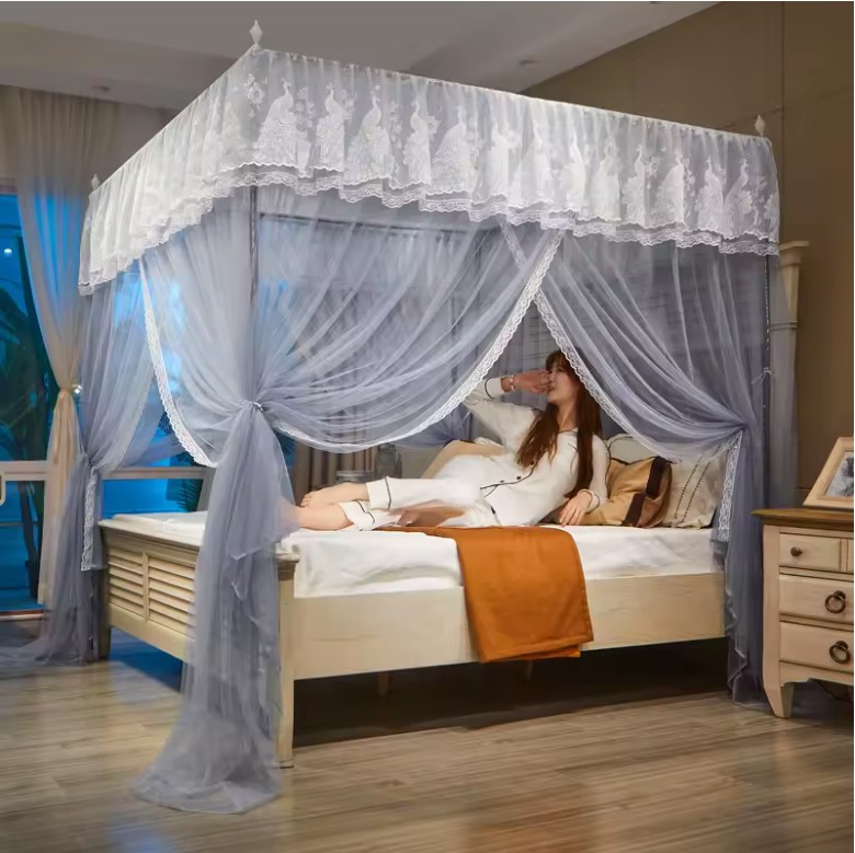 Luxury Lace Square Mosquito Net – Princess Canopy Bed Tent with Stainless Steel Frame for Double & Queen Beds - Image 4