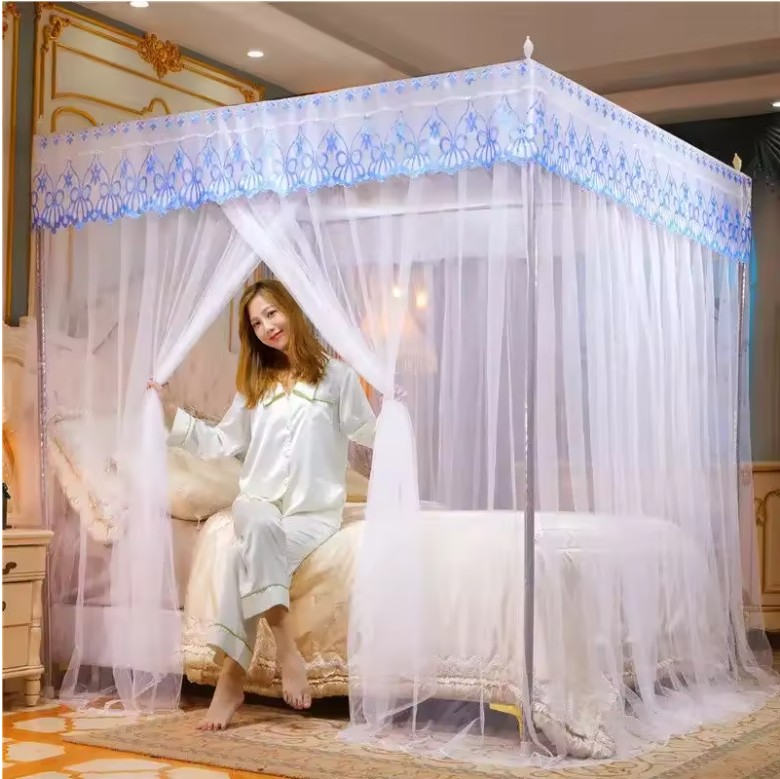 Luxury Princess Lace Mosquito Net – Square Canopy Bed Tent with Stainless Steel Frame for Single & Double Beds - Image 2